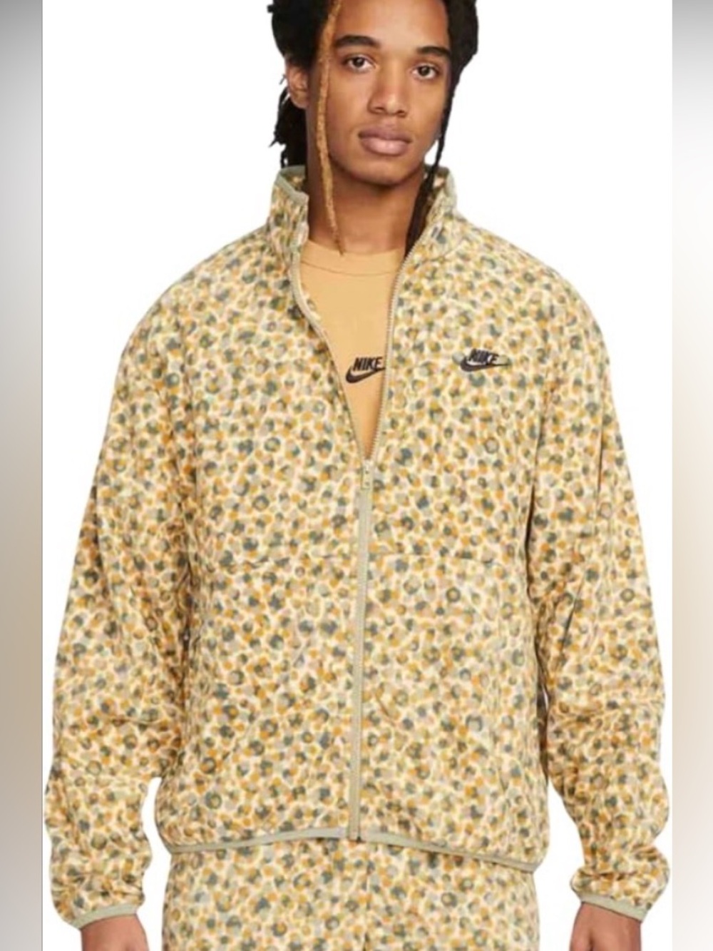 Nike Men’s Club Fleece+ Dot Futura Full Zip Jacket Leopard Print Size L Cargo